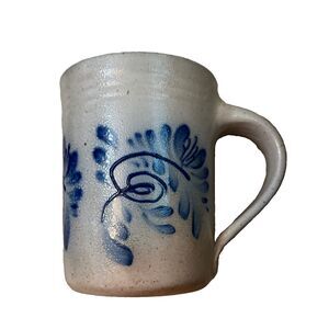 Eldreth Pottery Lancaster Co. PA Cobalt Floral Stoneware Mug-2017
